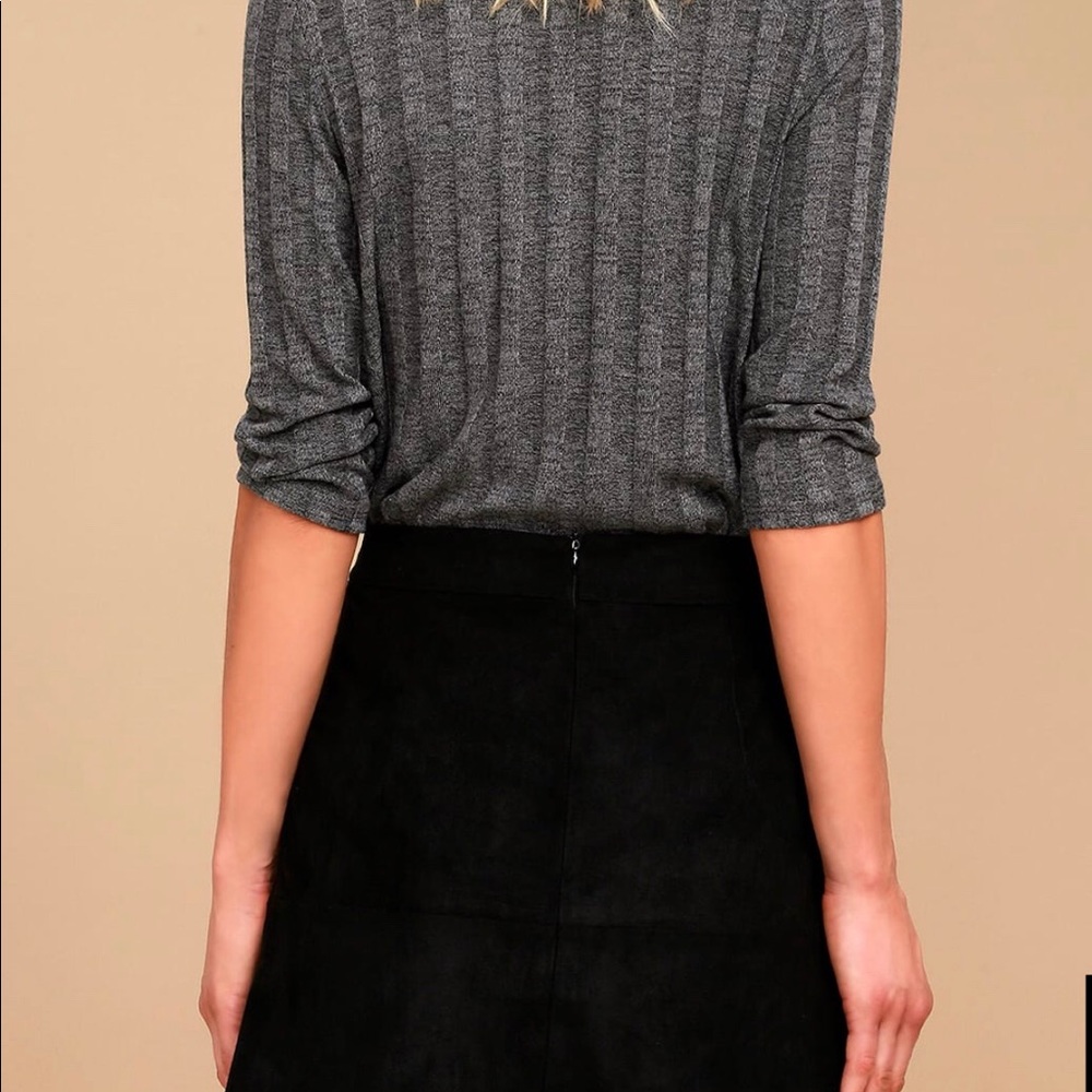 Lulus Black Seude Mini Skirt - Picture 2 of 3